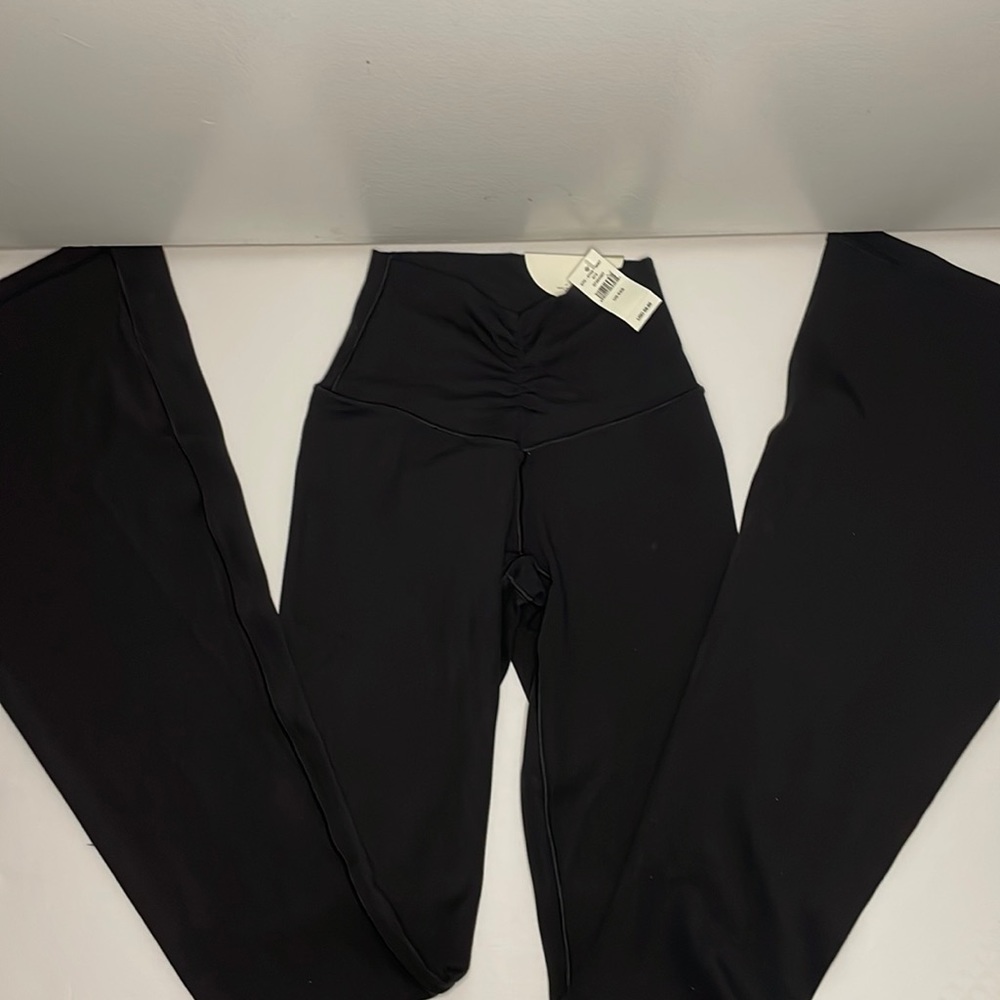 XXS Aerie Black High Waisted Ruched Flare Leggings